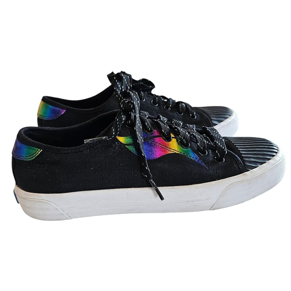 Keds Crew Kicks Canvas Rainbow Wave Sneakers Women's 8 Casual Everyday Pride